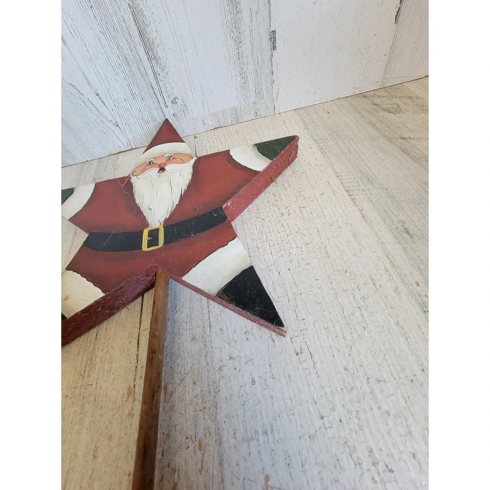 Vintage wooden star Santa Claus lawn decor Xmas unique Kris Kringle home